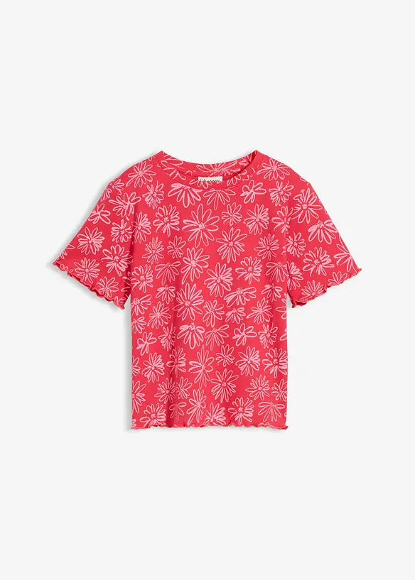 Kort T-skjorte i bomullsmiks, bonprix