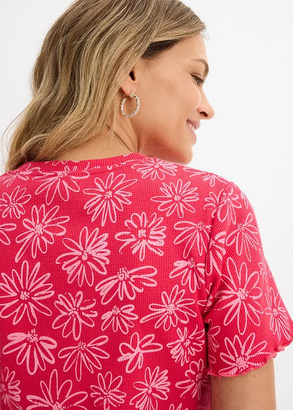 Kort T-skjorte i bomullsmiks, bonprix