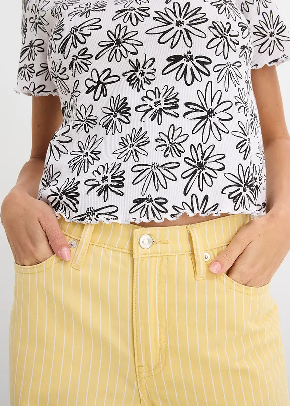 Kort T-skjorte i bomullsmiks, bonprix