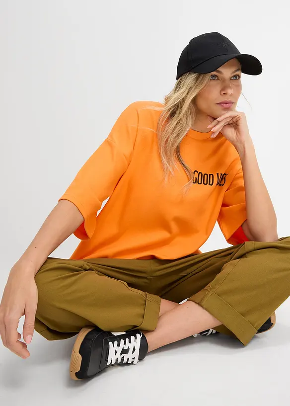 Oversized topp i 100% &oslash;kologisk bomull, bonprix