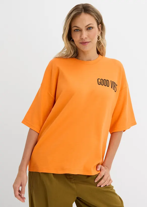 Oversized topp i 100% &oslash;kologisk bomull, bonprix