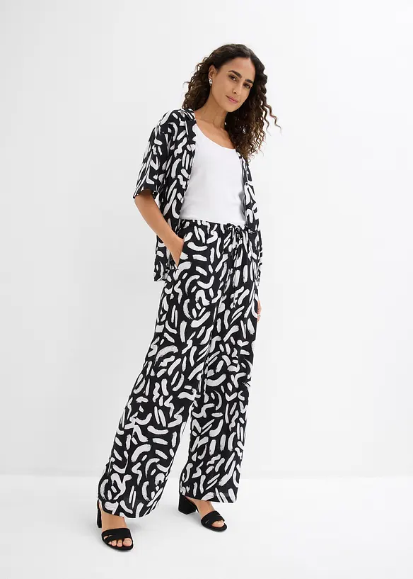 M&oslash;nstret pull on-bukse i lett viskose, bonprix