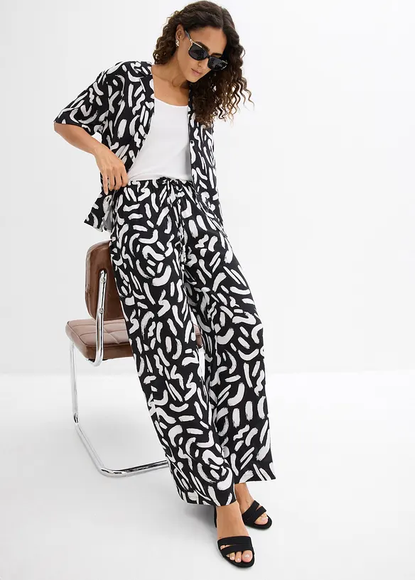 M&oslash;nstret pull on-bukse i lett viskose, bonprix