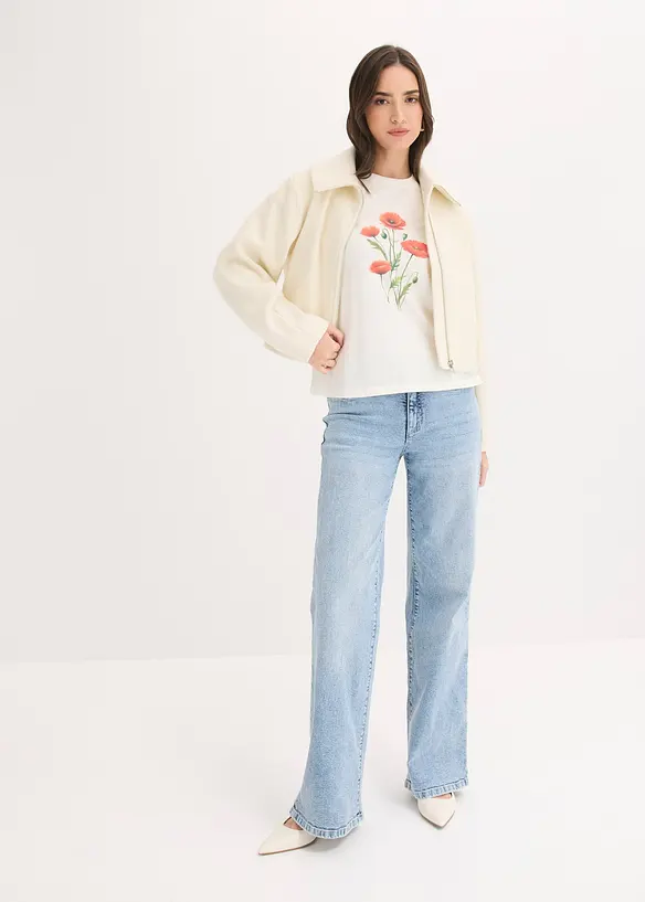 Topp i bomull med elastan, bonprix