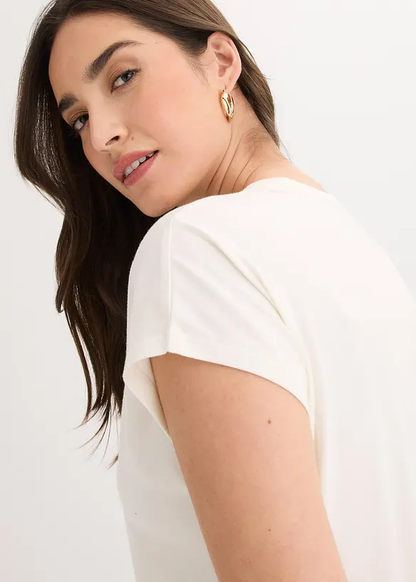 Topp i bomull med elastan, bonprix