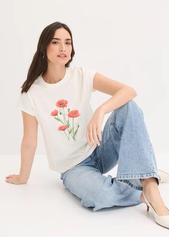 Topp i bomull med elastan, bonprix