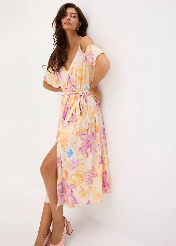 Midikjole med &aring;pne skuldre, bonprix