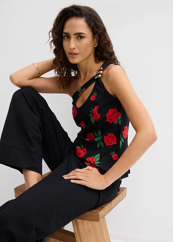 One-shoulder-topp med smykkedetalj, bonprix