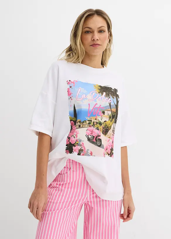 Oversized topp i 100% &oslash;kologisk bomull, bonprix