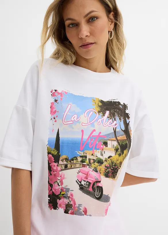 Oversized topp i 100% &oslash;kologisk bomull, bonprix