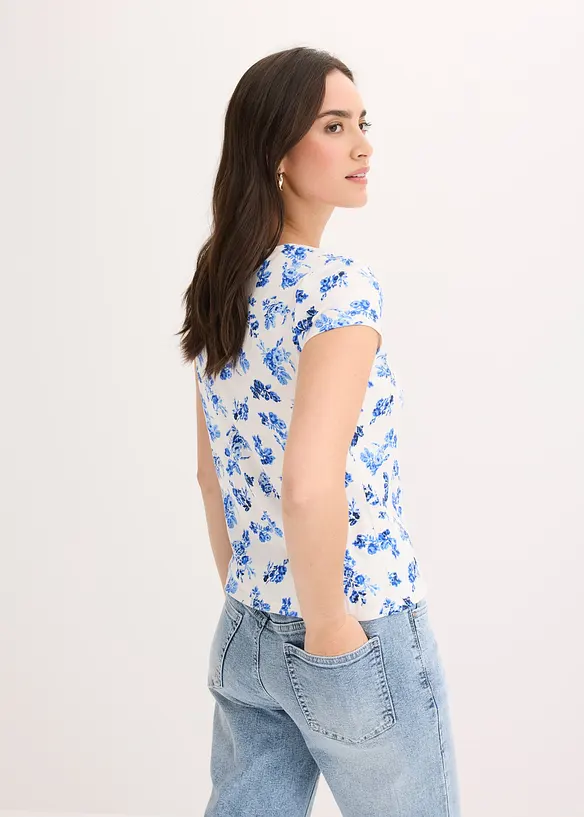 Topp i bomull med elastan, bonprix