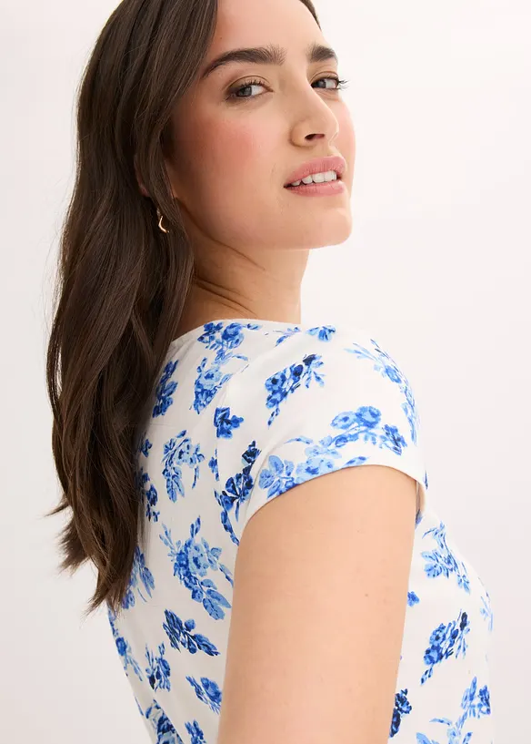 Topp i bomull med elastan, bonprix