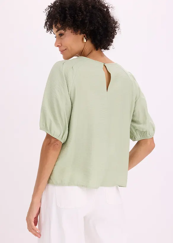Bluse med broderi, lett transparent, bonprix