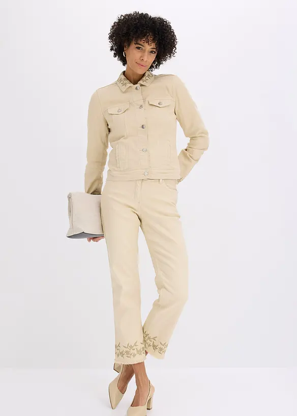 Twilljakke med broderi, bonprix