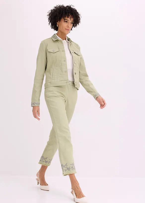 Twilljakke med broderi, bonprix