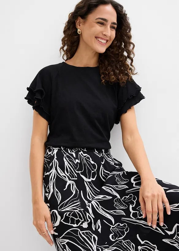 Krinklet maxiskj&oslash;rt i viskose, bonprix