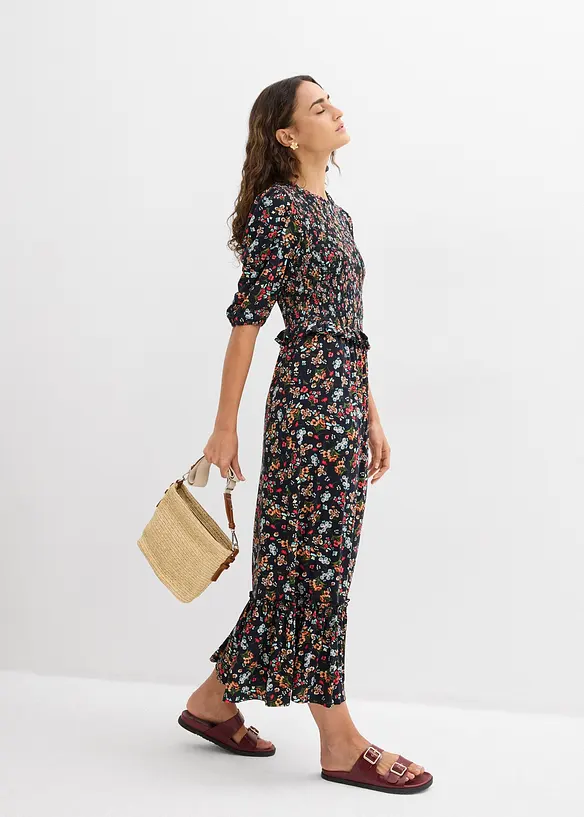 Midikjole i jersey i viskosemiks, bonprix