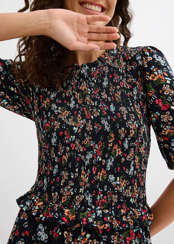 Midikjole i jersey i viskosemiks, bonprix