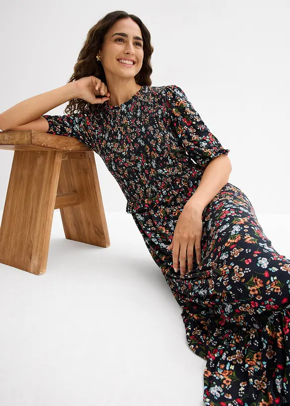 Midikjole i jersey i viskosemiks, bonprix