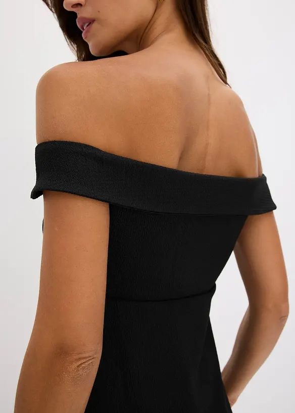 Cold shoulder-topp i strukturmateriale, bonprix