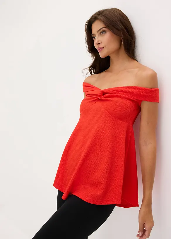 Cold shoulder-topp i strukturmateriale, bonprix