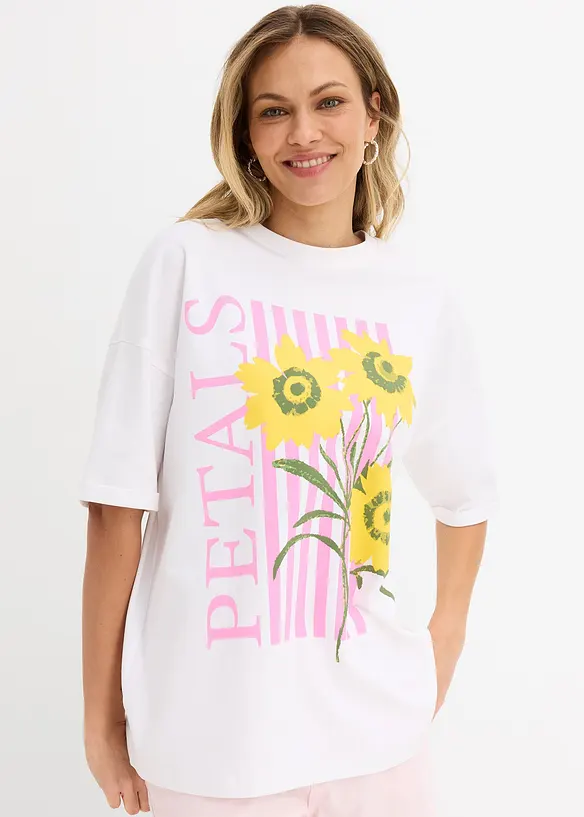 Oversized topp i 100% &oslash;kologisk bomull, bonprix