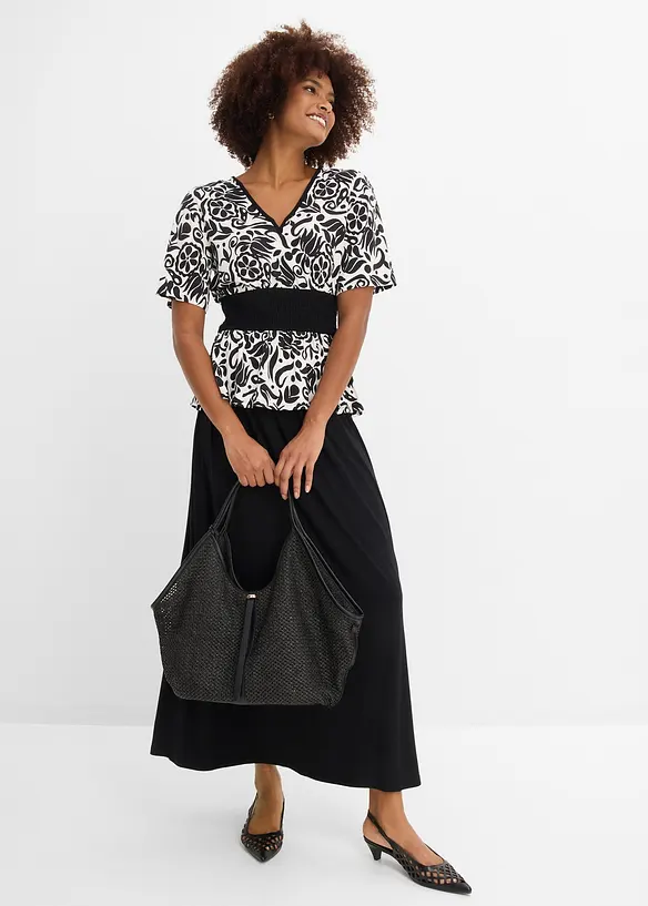 Kortermet bluse med dyp utringning, bonprix