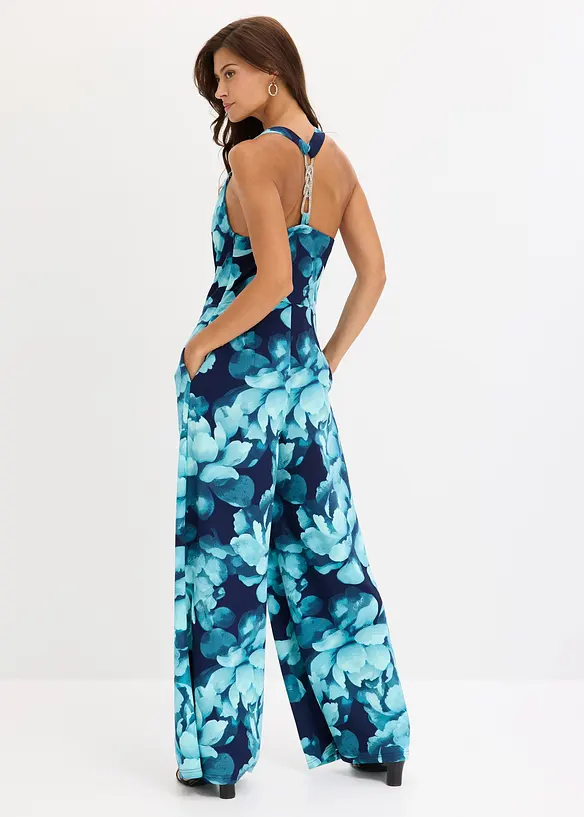 Jersey jumpsuit med drapert utringning, bonprix