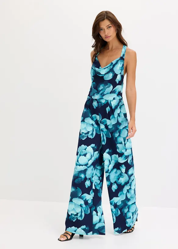 Jersey jumpsuit med drapert utringning, bonprix