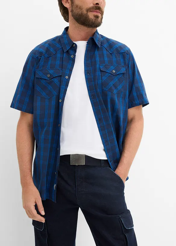 3/4-cargojeans med stretch og belte, Relaxed fit, bonprix
