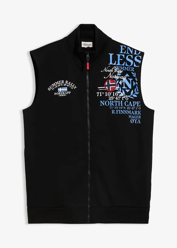 Sweatvest med st&aring;krage, bonprix