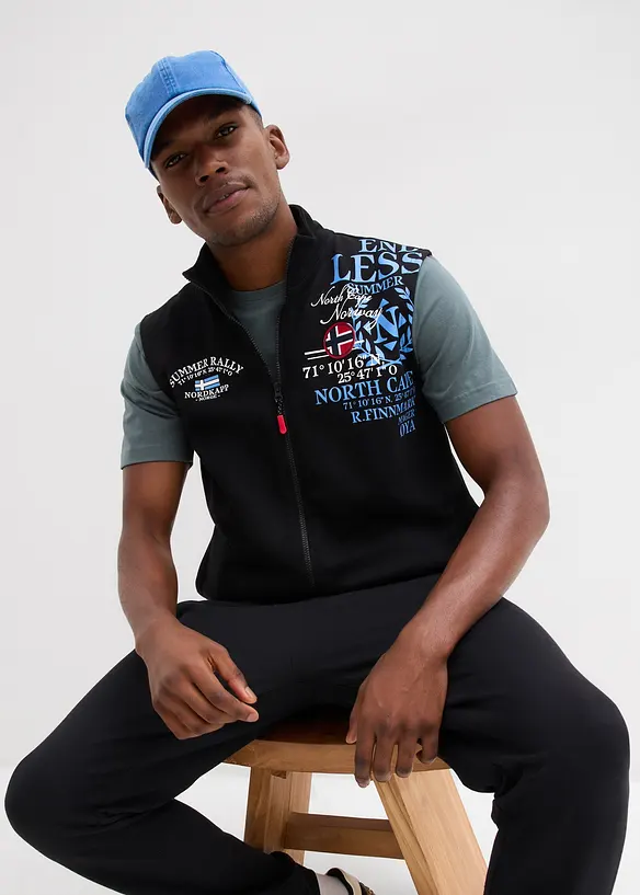 Sweatvest med st&aring;krage, bonprix