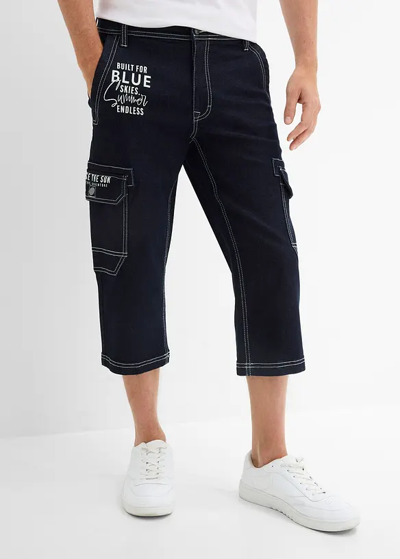 3/4-cargojeans med elastisk linning, Regular fit, bonprix