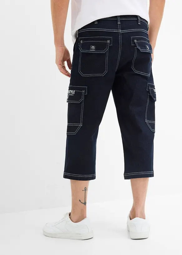 3/4-cargojeans med elastisk linning, Regular fit, bonprix