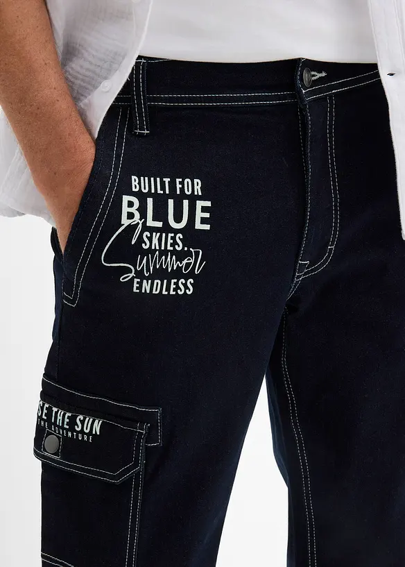 3/4-cargojeans med elastisk linning, Regular fit, bonprix