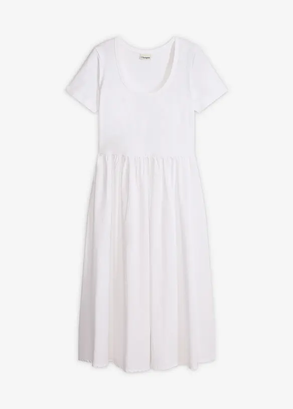 Jerseykjole med korte ermer og lommer i materialmiks, bonprix