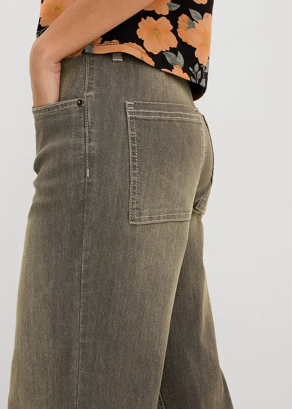 Wide Leg-jeans High Waist, cropped, bonprix