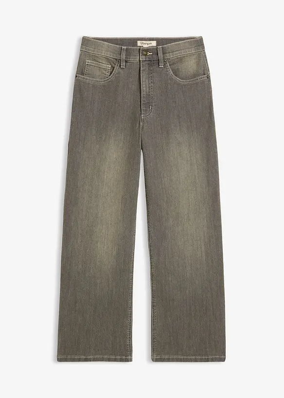 Wide Leg-jeans High Waist, cropped, bonprix