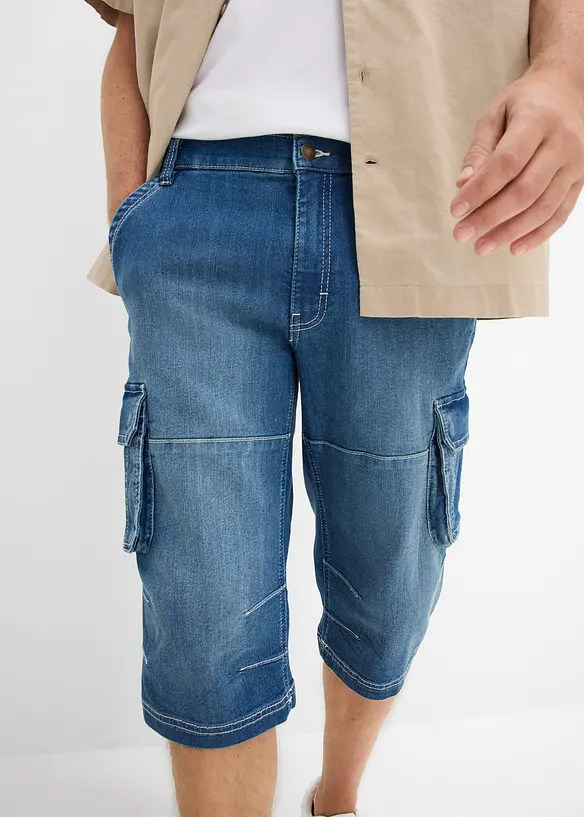 Lang bermudashorts i lett denim med elastisk linning, Regular fit, bonprix