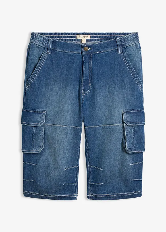 Lang bermudashorts i lett denim med elastisk linning, Regular fit, bonprix