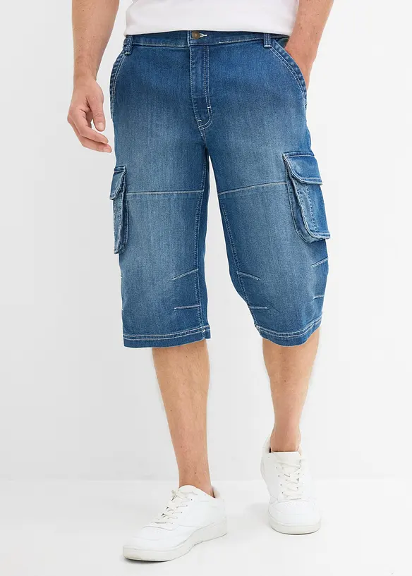 Lang bermudashorts i lett denim med elastisk linning, Regular fit, bonprix