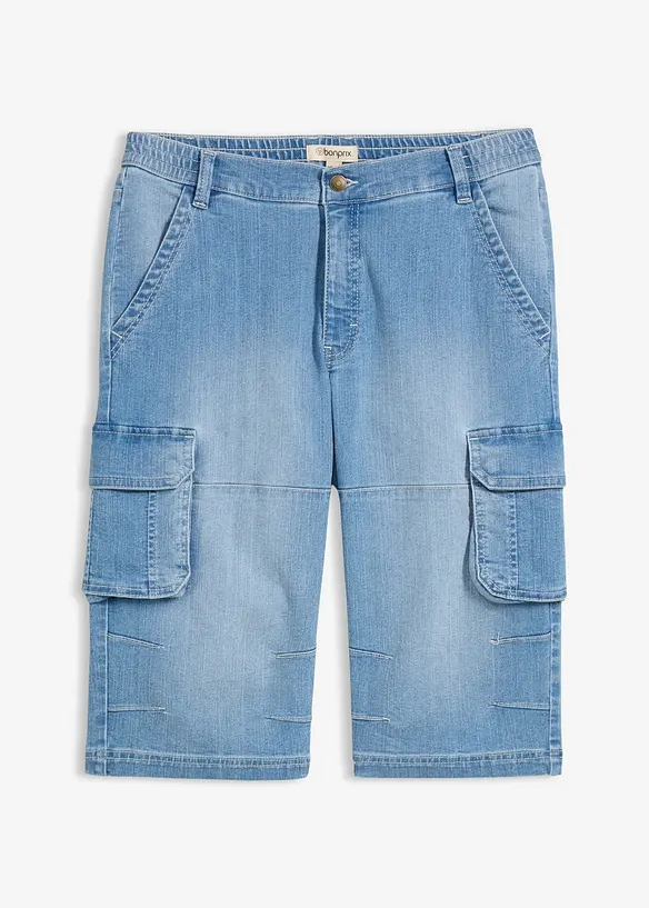 Lang bermudashorts i lett denim med elastisk linning, Regular fit, bonprix