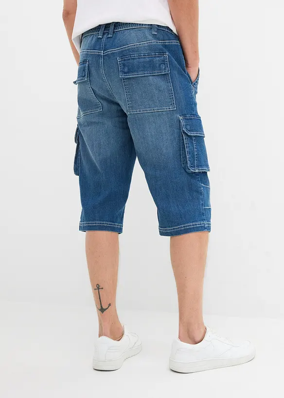 Lang bermudashorts i lett denim med elastisk linning, Regular fit, bonprix