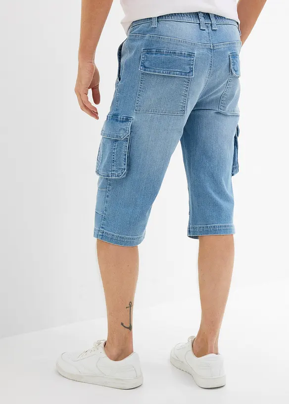 Lang bermudashorts i lett denim med elastisk linning, Regular fit, bonprix