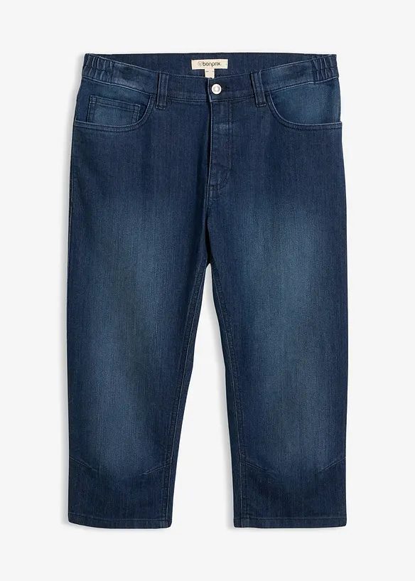 Lett jeans i &frac34;-lengde med stretchlinning, Slim Fit, bonprix