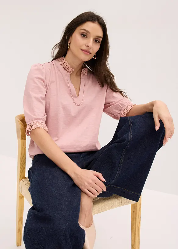 Langermet topp i 100% bomull, bonprix