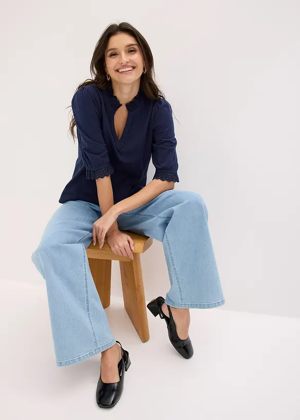 Langermet topp i 100% bomull, bonprix