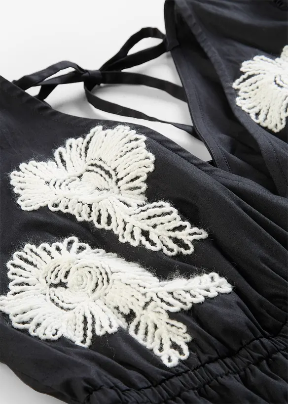 Midikjole med broderier, bonprix