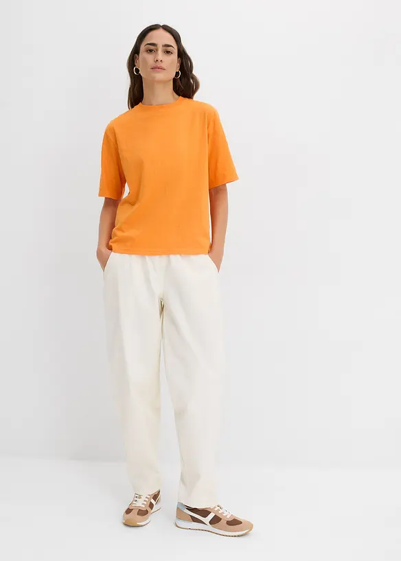 Boxy topp i flammegarn i 100% &oslash;kologisk bomull (2-pack), bonprix