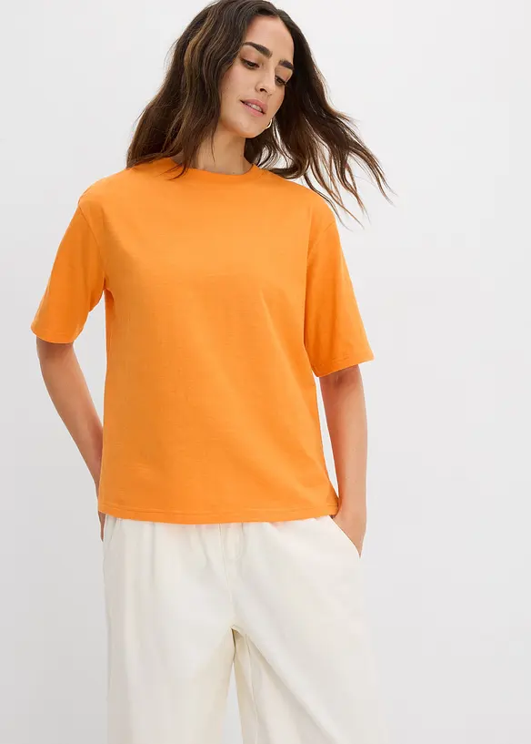 Boxy topp i flammegarn i 100% &oslash;kologisk bomull (2-pack), bonprix